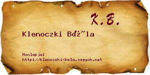 Klenoczki Béla névjegykártya