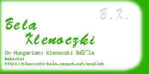 bela klenoczki business card